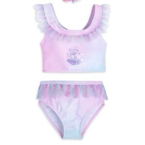 Girls' Disney Elsa 2pc Swimsuit - Purple 9/10- Disney Store EUC